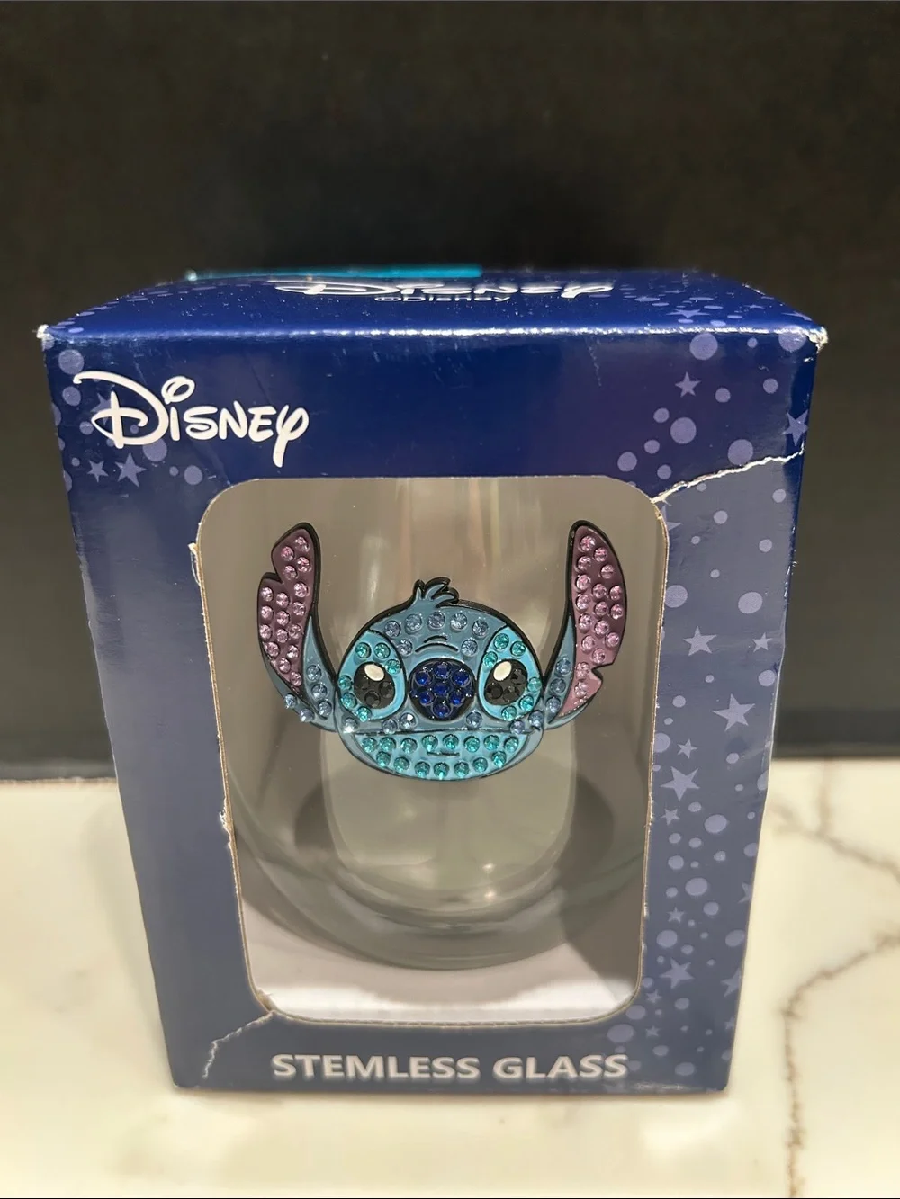 Disney Stitch Stemless Plastic Glass with Bling Accents, NEW